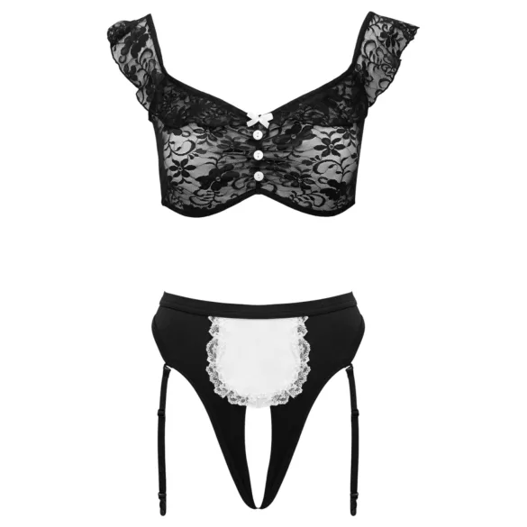 Cottelli - kostim sobarice set (crno-bijeli) - L