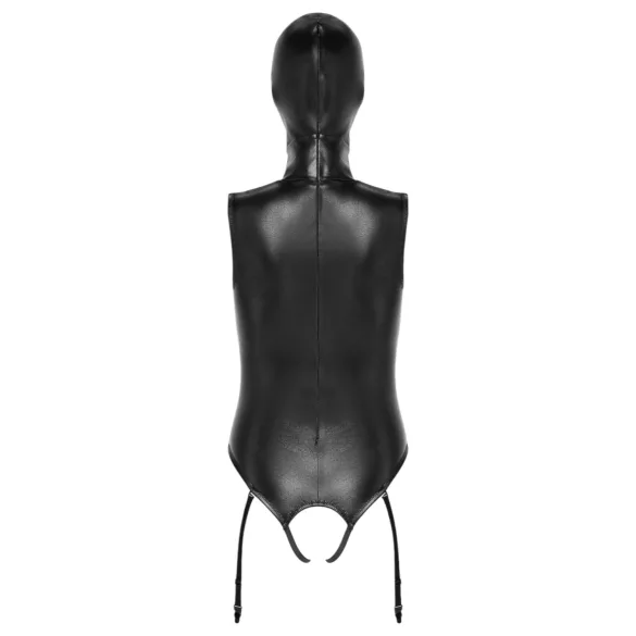 Bad Kitty - otvoreni body i maska za oralni seks - crna - L