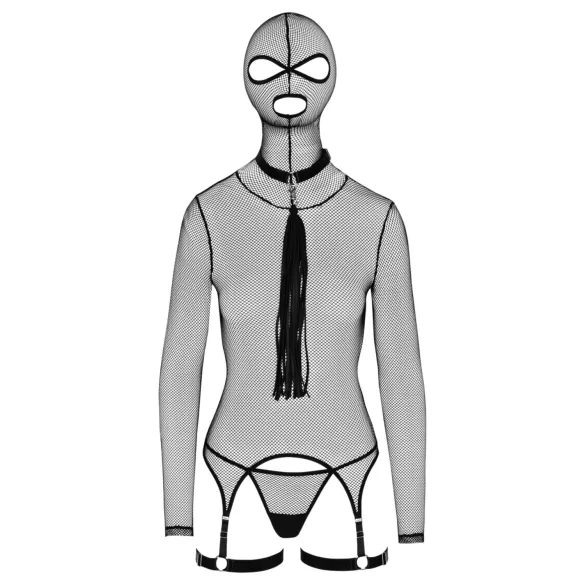 Bad Kitty - BDSM mrežasti set s bičem - crna - M