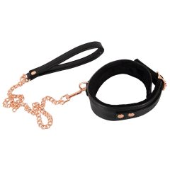   Bad Kitty - ogrlica s metalnim povodcem (crno-ružičasto zlatna)