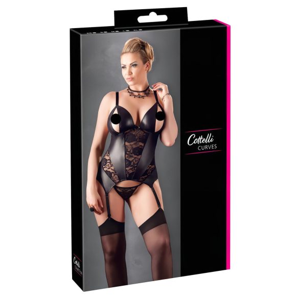 Cottelli - Cvjetni top za punije dame (crni) - XXL