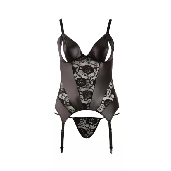 Cottelli - ženska top majica plus size - cvjetni uzorak - crna - XXL