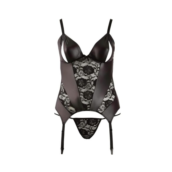 Cottelli - ženska top majica plus size - cvjetni uzorak - crna - XXXL