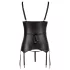 Cottelli Bondage - sjajni, grudnjak s podignutom bustom i vezicama (crni) - XL