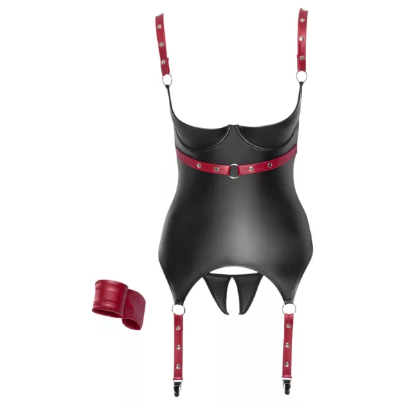 Cottelli Bondage - Sjajni grudnjak s ovratnikom - crni - M