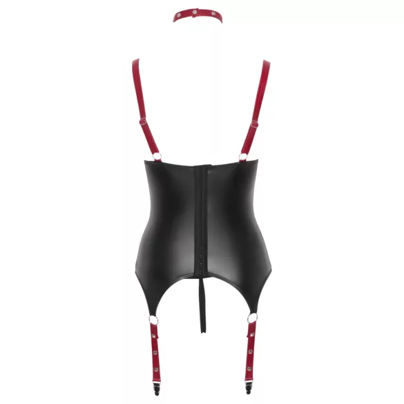 Cottelli Bondage - Sjajni grudnjak s ovratnikom - crni - M