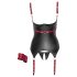 Cottelli Bondage - Sjajni podupirući top s ovratnikom (crni) - XL