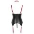 Cottelli Bondage - Sjajni podupirući top s ovratnikom (crni) - XL
