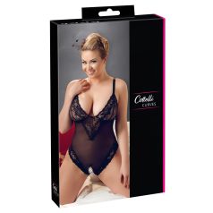 Cottelli Plus Size - čipkasti body - crna - XXL