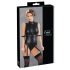 Cottelli Bondage - sjajni body bez rukava i lisice (crni)