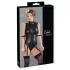 Cottelli Bondage - sjajni body bez rukava i lisice za ruke - crni