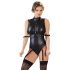 Cottelli Bondage - sjajni body bez rukava i lisice (crni) - L