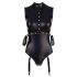 Cottelli Bondage - sjajni body bez rukava i lisice (crni) - XL