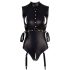 Cottelli Bondage - sjajni body bez rukava i lisice (crni) - XL