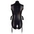Cottelli Bondage - sjajni body bez rukava i lisice (crni) - XL