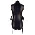 Cottelli Bondage - sjajni body bez rukava i lisice (crni) - XL