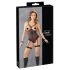 Cottelli Bondage - crni body s metalnim prstenom i lisicama - M