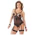 Cottelli Bondage - crni body s metalnim prstenom i lisicama - M