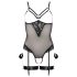 Cottelli Bondage - crni body s metalnim prstenom i lisicama - M