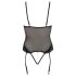 Cottelli Bondage - crni body s metalnim prstenom i lisicama - M