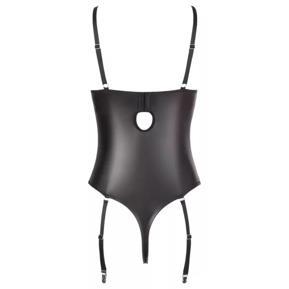Abierta Fina - otvoreni body s remenčićima i čipkom - crna - 80B/M