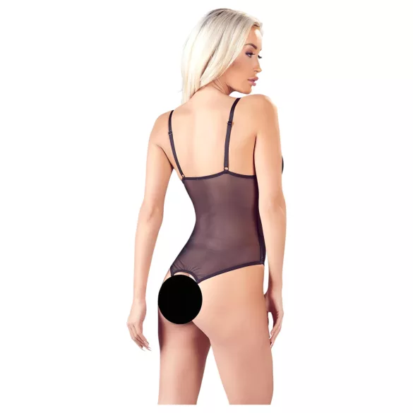 Cottelli - otvoreni body s čipkom i perlicama - crna - L