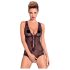 Obsessive Fiorenta - biserna otvorena čipkasta body (crna) - L/XL