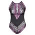 Cottelli Plus Size - cvjetni body (crno-ljubičasti) - 4XL