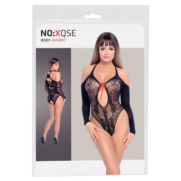 NO:XQSE - crni body s mašnom, dugi rukavi - veličine S-L