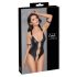 Cottelli Bondage - sjajni otvoreni body s prstenovima (crni)