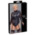 Cottelli Bondage Plus Size - čipkasti body s dugim rukavima (crna) - 2XL