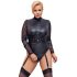 Cottelli Bondage Plus Size - čipkasti body s dugim rukavima (crna) - 2XL