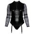 Cottelli Bondage Plus Size - čipkasti body s dugim rukavima (crna) - 2XL