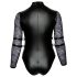 Cottelli Bondage Plus Size - čipkasti body s dugim rukavima (crna) - 2XL