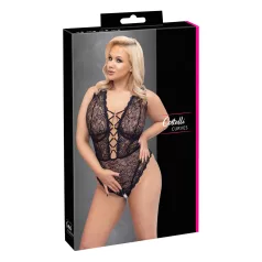   Cottelli Curves Plus Size - prozirni uzorak body - crna - plus size