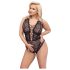 Cottelli Curves Plus Size - prozirni uzorak body (crna)