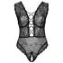 Cottelli Curves Plus Size - prozirni uzorak body (crna)