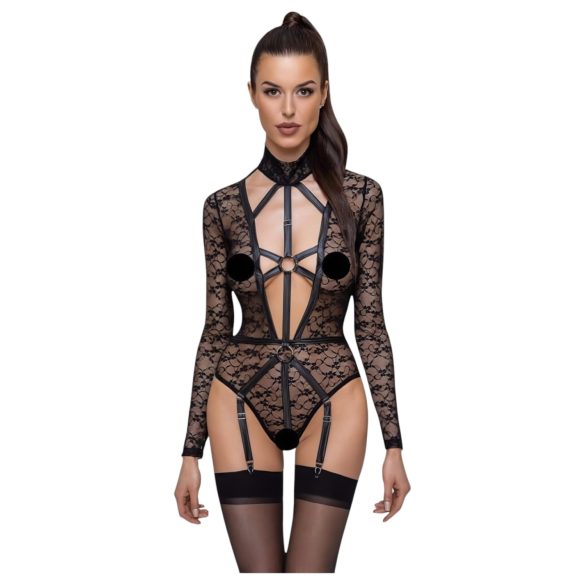 Cottelli - prozirni, remenasti body (crna)