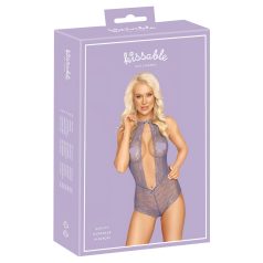 Kissable - čipkasti body s ovratnikom - ljubičasta - L/XL