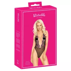 Kissable - crni body s ružičastim vezom - L/XL