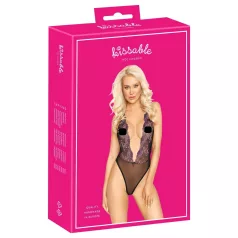 Kissable - crni body s ružičastim vezom - L/XL