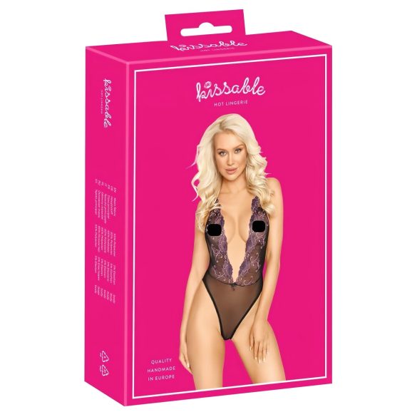 Kissable - ružičasti vezni body (crni) - L/XL