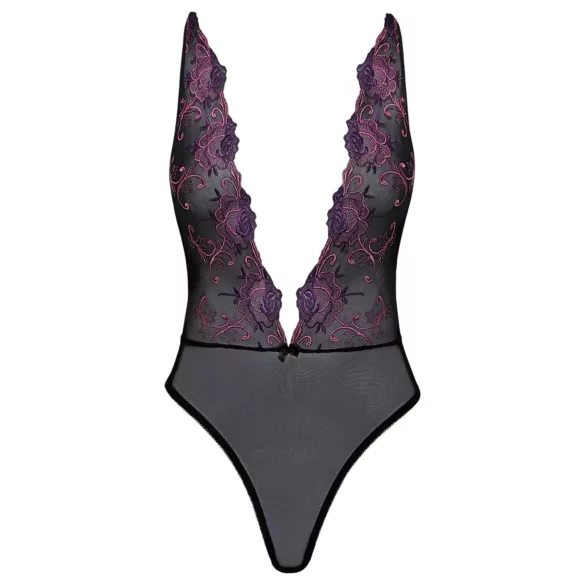 Kissable - crni body s ružičastim vezom - L/XL
