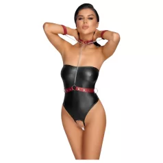   Cottelli Bondage - sjajni body + vez za ruke i vrat (crni) - M