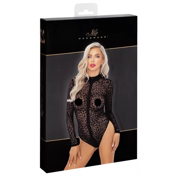 Noir - body s dugim rukavima, leopard uzorak (crna)