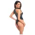 Noir - sjajni body s ovratnikom (crni) - XL