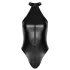 Noir - sjajni body s ovratnikom (crni) - XL