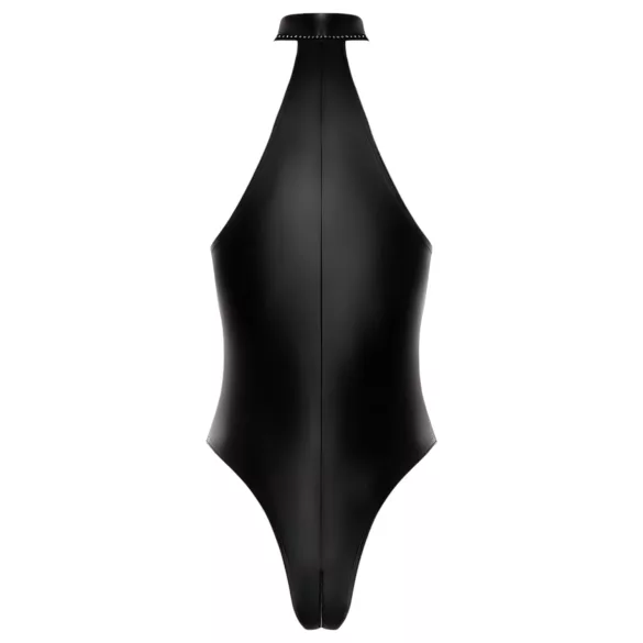 Noir - sjajni body s ovratnikom (crni) - XL