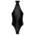 Noir - sjajni body s ovratnikom (crni) - XL