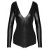 Noir - sjajni crni body s dugim rukavima - M